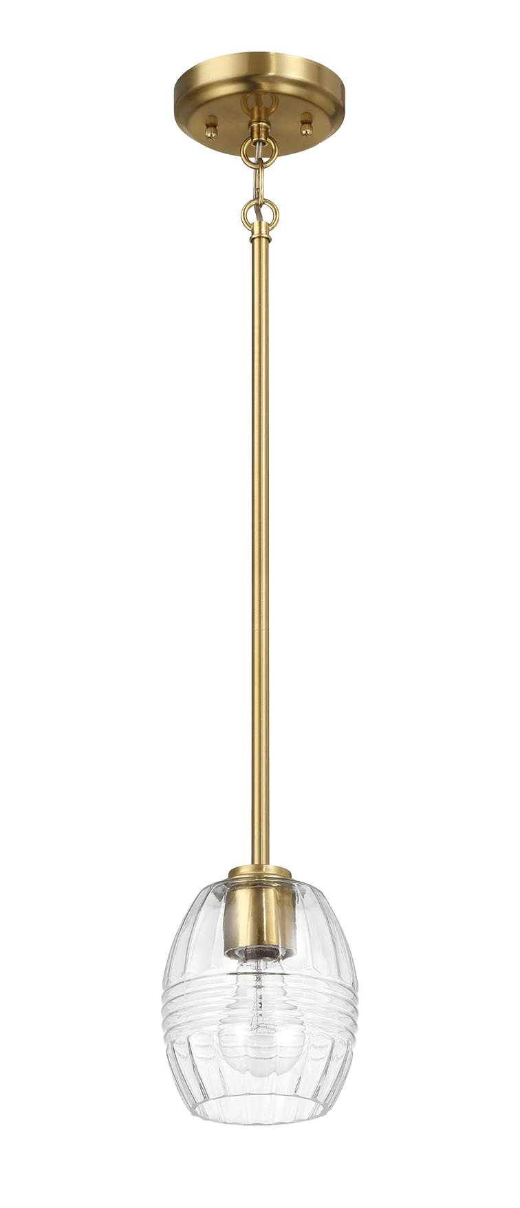 Vista Single Pendant Chain Hanging Light with Clear Glass - Satin Brass from Midinmod - Luna Furniture