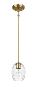 Vista Single Pendant Chain Hanging Light with Clear Glass - Satin Brass from Midinmod - Luna Furniture