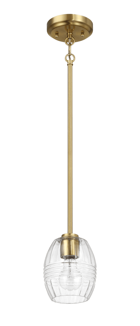 Vista Single Pendant Chain Hanging Light with Clear Glass - Satin Brass from Midinmod - Luna Furniture