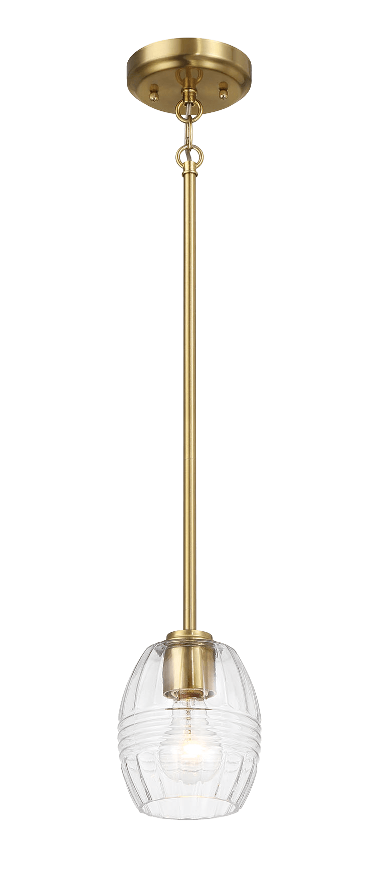 Vista Single Pendant Chain Hanging Light with Clear Glass - Satin Brass from Midinmod - Luna Furniture