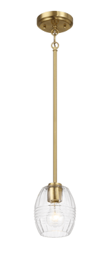 Vista Single Pendant Chain Hanging Light with Clear Glass - Satin Brass from Midinmod - Luna Furniture