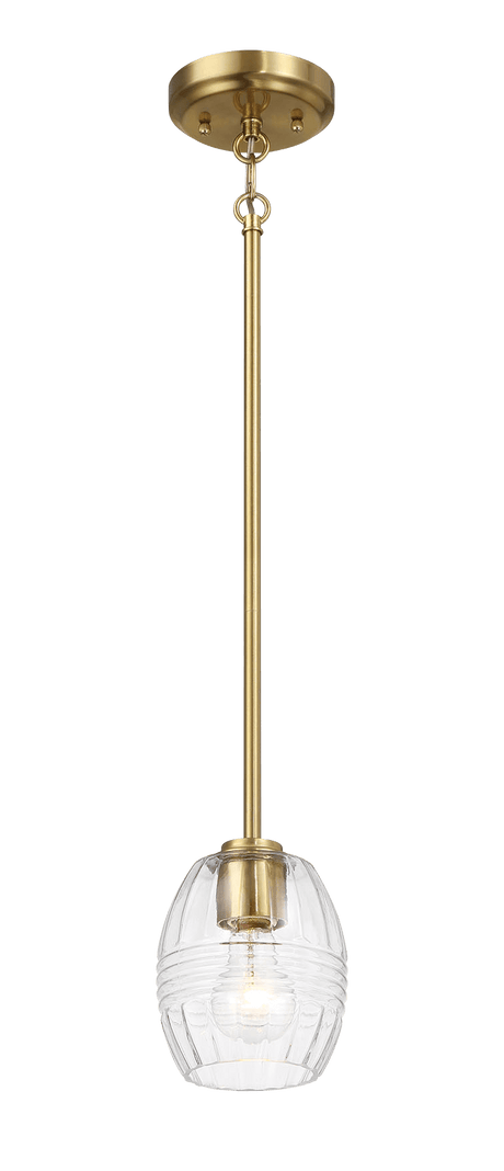 Vista Single Pendant Chain Hanging Light with Clear Glass - Satin Brass from Midinmod - Luna Furniture