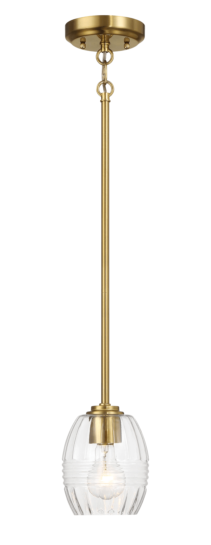 Vista Single Pendant Chain Hanging Light with Clear Glass - Satin Brass from Midinmod - Luna Furniture