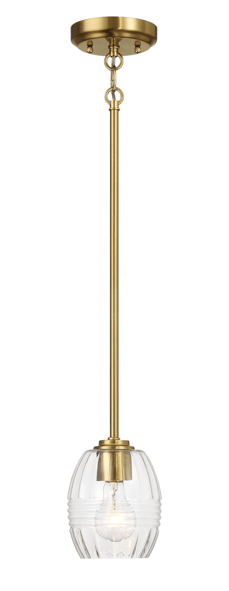 Vista Single Pendant Chain Hanging Light with Clear Glass - Satin Brass from Midinmod - Luna Furniture