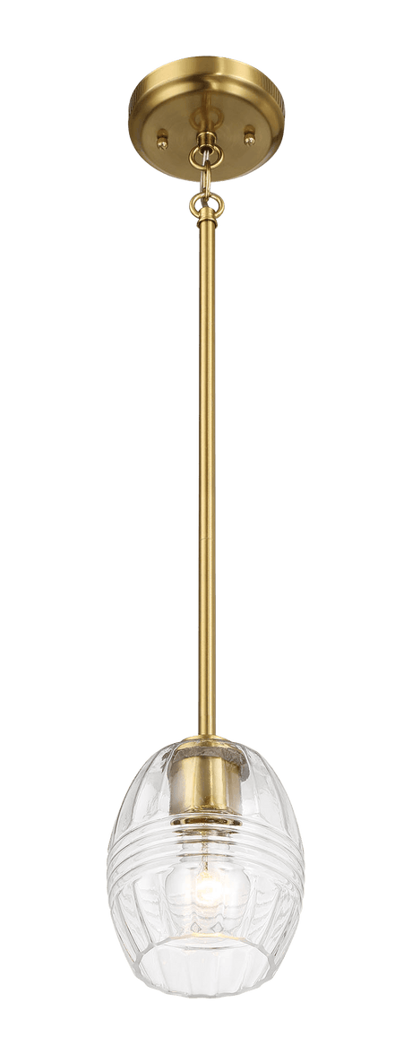 Vista Single Pendant Chain Hanging Light with Clear Glass - Satin Brass from Midinmod - Luna Furniture