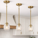 Vista Single Pendant Chain Hanging Light with Clear Glass - Satin Brass from Ashcroft Furniture - Luna Furniture
