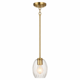 Vista Single Pendant Chain Hanging Light with Clear Glass - Satin Brass from Ashcroft Furniture - Luna Furniture