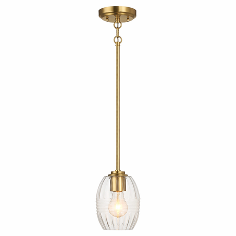 Vista Single Pendant Chain Hanging Light with Clear Glass - Satin Brass from Ashcroft Furniture - Luna Furniture