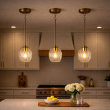 Vista Single Pendant Chain Hanging Light with Clear Glass - Satin Brass from Ashcroft Furniture - Luna Furniture