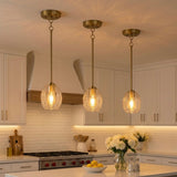 Vista Single Pendant Chain Hanging Light with Clear Glass - Satin Brass from Ashcroft Furniture - Luna Furniture