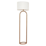 Vivid Brass Ring Base Floor Lamp with Large White Drum Shade from Ashcroft Furniture - Luna Furniture