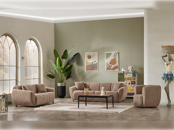 Vizyon 3-pieces (Sofa & Loveseat & Chair) Livingroom Set in Brown