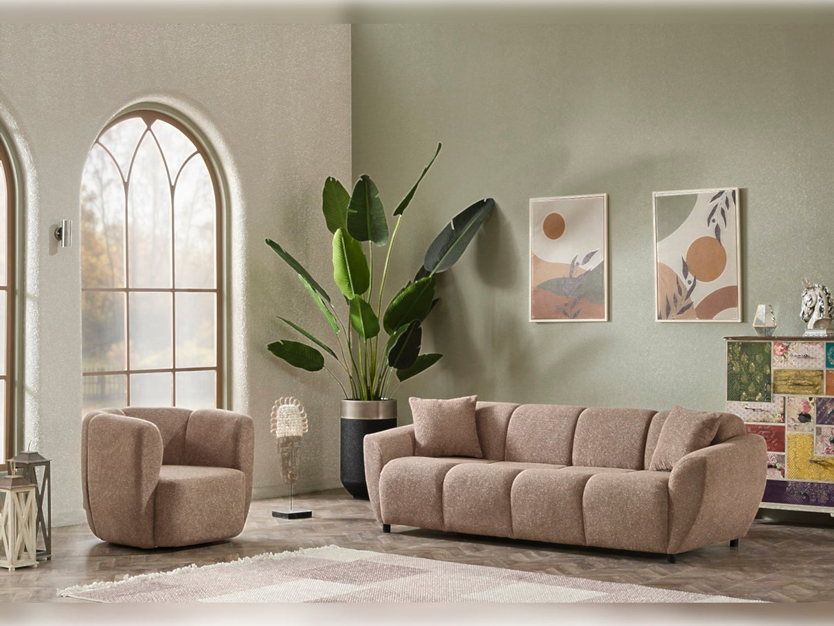 Vizyon 3-pieces (Sofa & Loveseat & Chair) Livingroom Set in Brown from Furnia - Luna Furniture