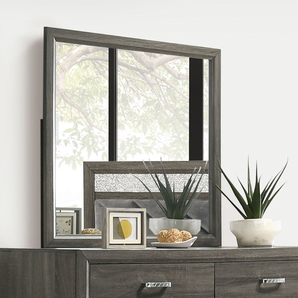 Voleta Gray Mirror (Mirror Only) from Furniture of America - Luna Furniture