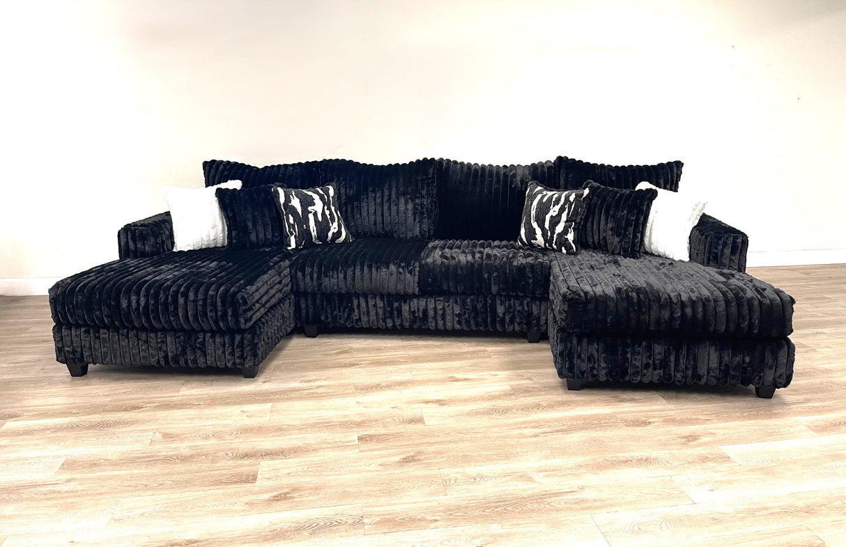 Volna Black Corduray Double Chaise Sectional from Happy Homes - Luna Furniture