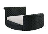 Voltare Black Queen Upholstered Fireplace Bed with TV Lift from Crown Mark - Luna Furniture