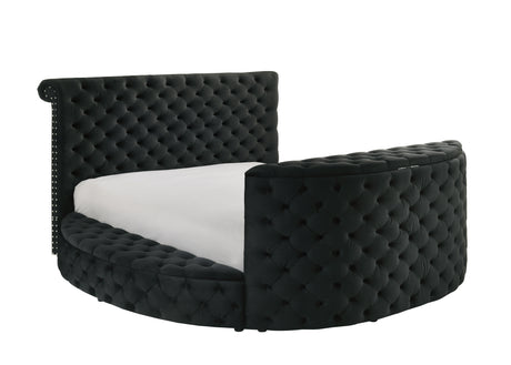 Voltare Black Queen Upholstered Fireplace Bed with TV Lift from Crown Mark - Luna Furniture