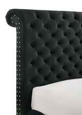 Voltare Black Queen Upholstered Fireplace Bed with TV Lift from Crown Mark - Luna Furniture