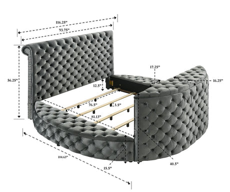 Voltare Black King Upholstered Fireplace Bed with TV Lift from Crown Mark - Luna Furniture