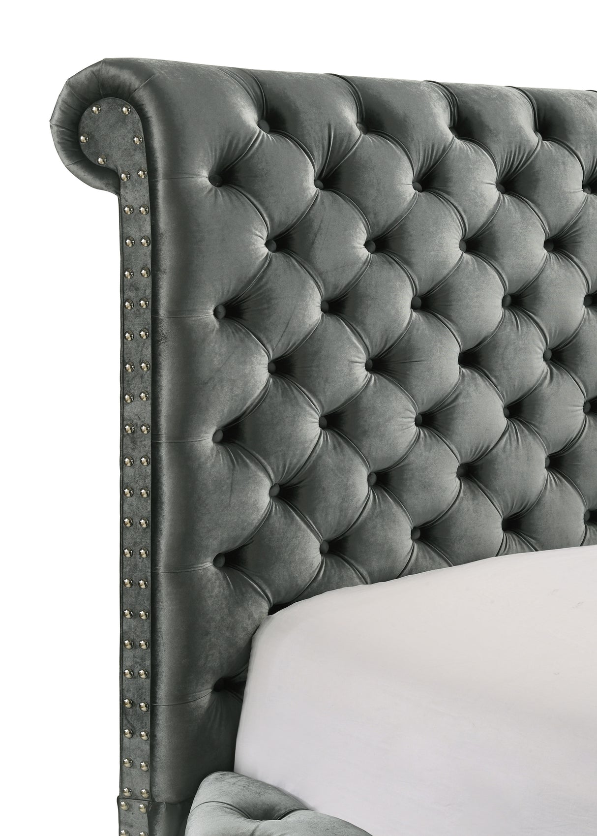 Voltare Gray Queen Upholstered Fireplace Bed with TV Lift from Crown Mark - Luna Furniture