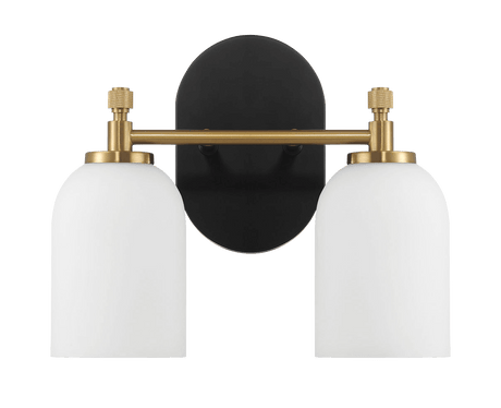 Vortex Two Lights Vanity in Traditional Style for Over Bathroom Mirror Wall Sconce 12.25"W × 10.125"H × 5.5"E With White Frosted Glass from Midinmod - Luna Furniture
