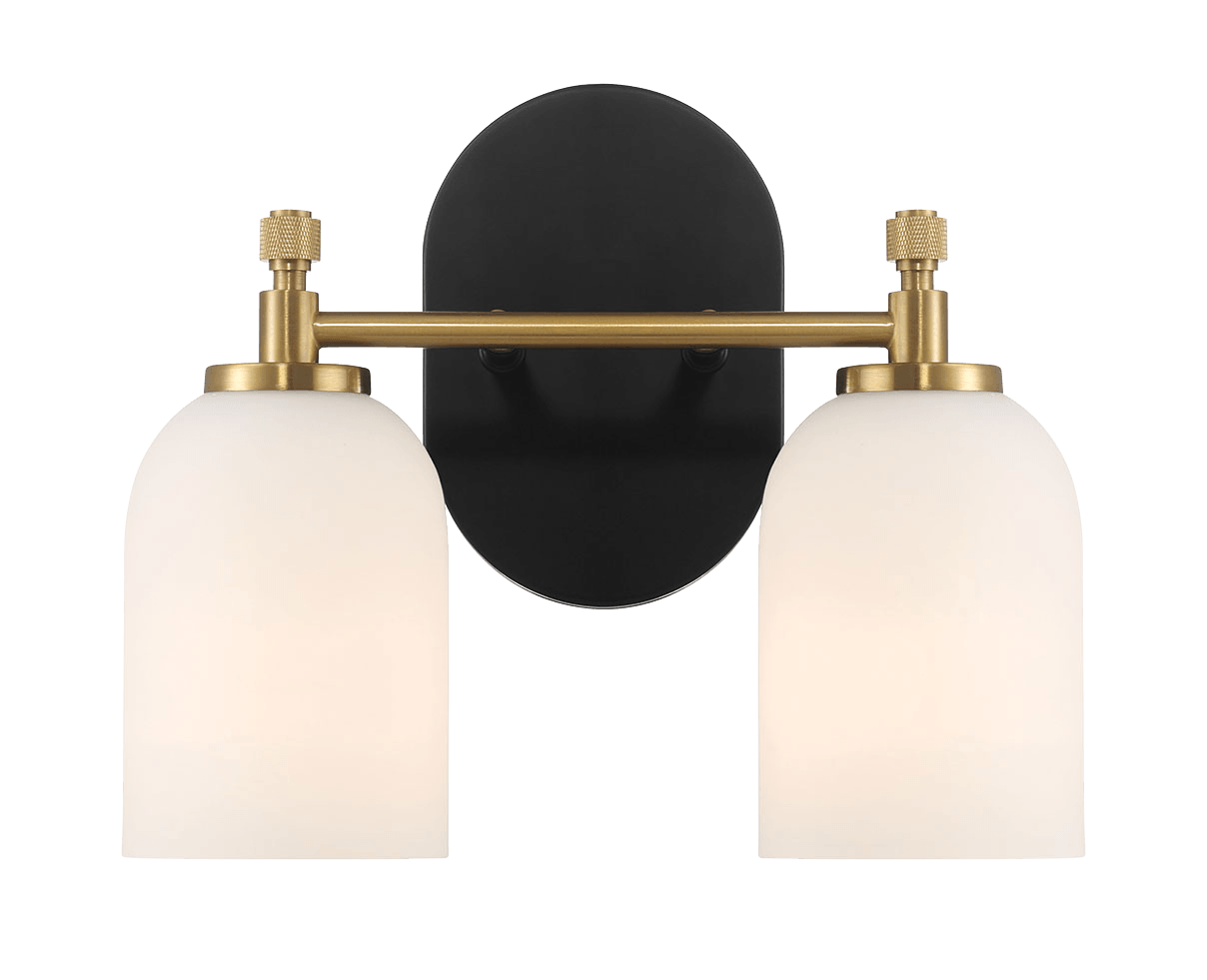 Vortex Two Lights Vanity in Traditional Style for Over Bathroom Mirror Wall Sconce 12.25"W × 10.125"H × 5.5"E With White Frosted Glass from Ashcroft Furniture - Luna Furniture