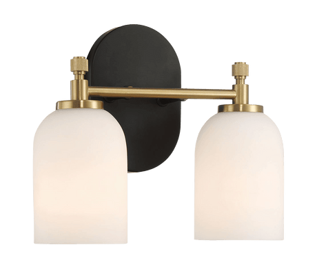 Vortex Two Lights Vanity in Traditional Style for Over Bathroom Mirror Wall Sconce 12.25"W × 10.125"H × 5.5"E With White Frosted Glass from Midinmod - Luna Furniture