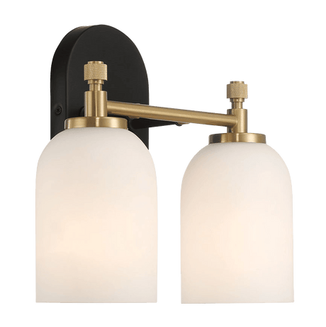 Vortex Two Lights Vanity in Traditional Style for Over Bathroom Mirror Wall Sconce 12.25"W × 10.125"H × 5.5"E With White Frosted Glass from Midinmod - Luna Furniture