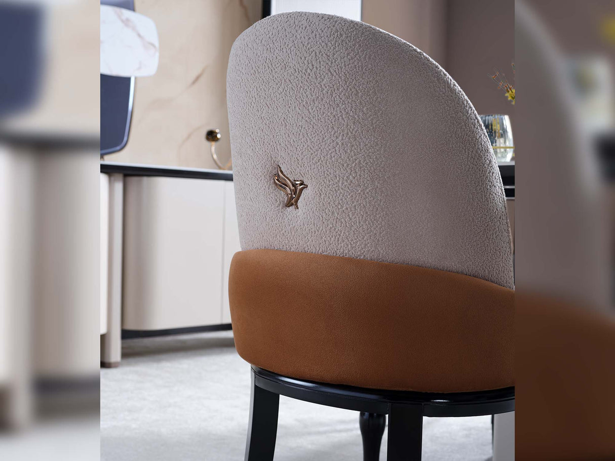 Voyance Cream/Black Dining Room Set (Dining Table & 6 Dining Chair) from Furnia - Luna Furniture