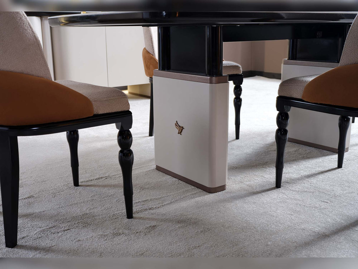 Voyance Cream/Black Dining Room Set (Dining Table & 6 Dining Chair) from Furnia - Luna Furniture