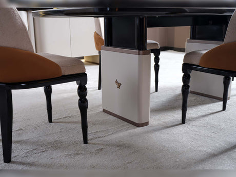 Voyance Cream/Black Dining Room Set (Dining Table & 6 Dining Chair) from Furnia - Luna Furniture