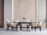 Voyance Cream/Black Dining Room Set (Dining Table & 6 Dining Chair) from Furnia - Luna Furniture