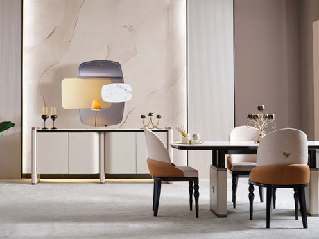 Voyance Cream/Black Dining Room Set (Dining Table & 6 Dining Chair) from Furnia - Luna Furniture