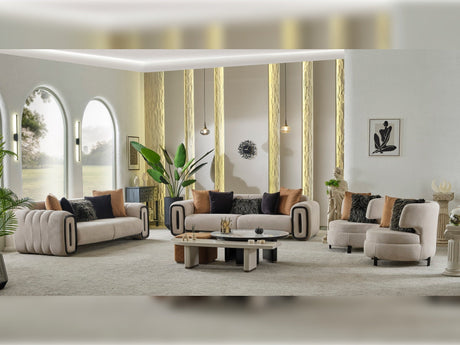 Voyance 4-pieces (2 Four Seat Sofa & 2 Chair) Livingroom Set in Beige from Furnia - Luna Furniture
