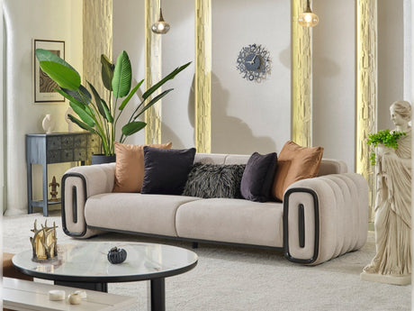 Voyance Stationary 4 Seat Sofa in Beige from Furnia - Luna Furniture