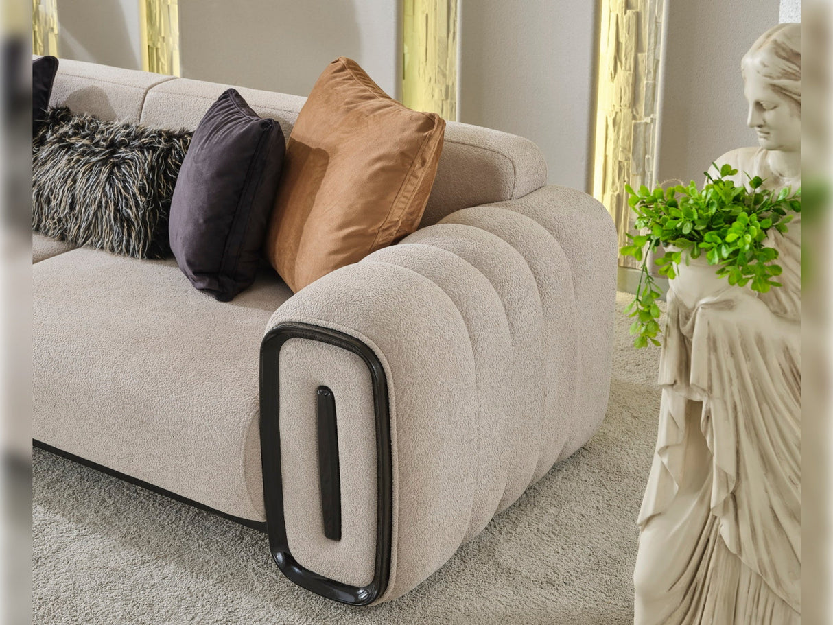 Voyance Stationary 4 Seat Sofa in Beige from Furnia - Luna Furniture