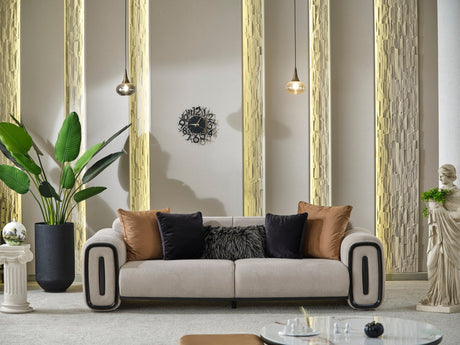 Voyance Stationary 4 Seat Sofa in Beige from Furnia - Luna Furniture