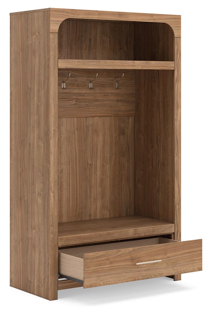 Dovander Brown Hall Tree with Storage Bench from Ashley - Luna Furniture