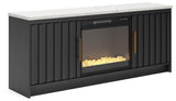 Cadmori Black/White 63" TV Stand with Electric Fireplace from Ashley Furniture - Luna Furniture