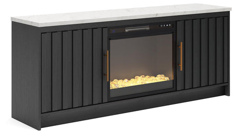 Cadmori Black/White 63" TV Stand with Electric Fireplace from Ashley Furniture - Luna Furniture
