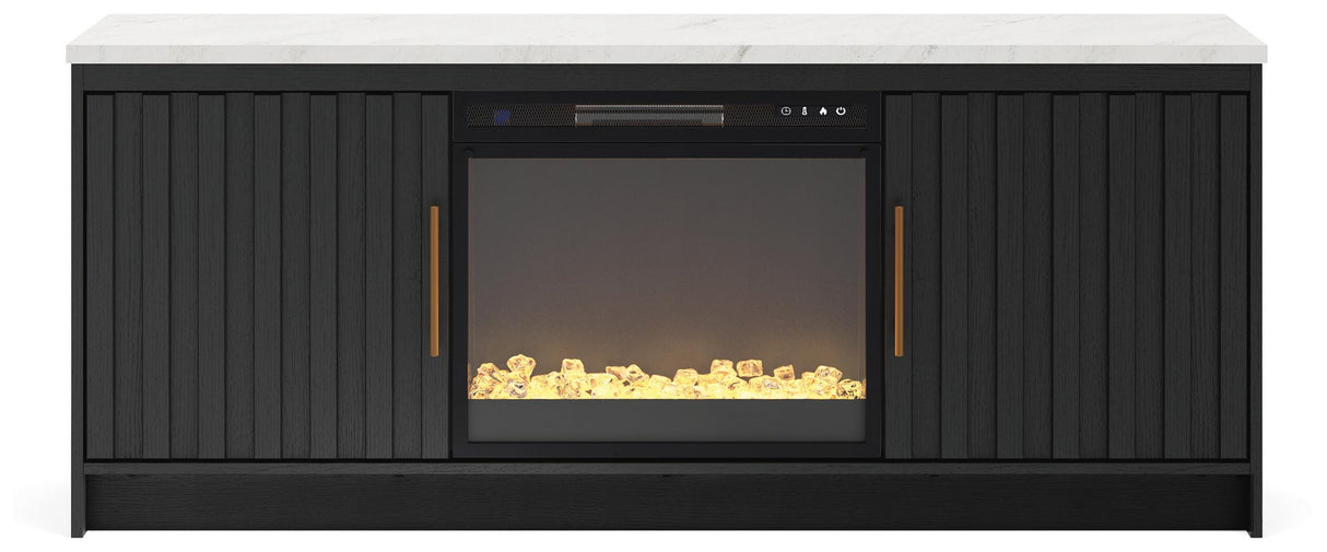 Cadmori Black/White 63" TV Stand with Electric Fireplace from Ashley Furniture - Luna Furniture