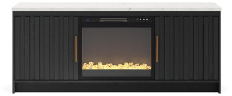 Cadmori Black/White 63" TV Stand with Electric Fireplace from Ashley Furniture - Luna Furniture
