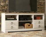 Willowton Whitewash 3-Piece Entertainment Center from Ashley Furniture - Luna Furniture