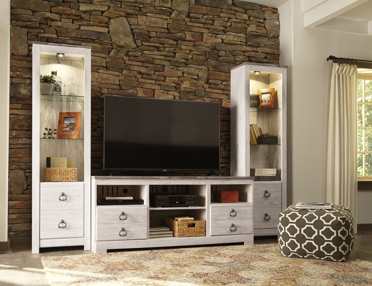 Willowton Whitewash 3-Piece Entertainment Center from Ashley Furniture - Luna Furniture