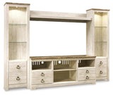Willowton Whitewash 4-Piece Entertainment Center from Ashley - Luna Furniture