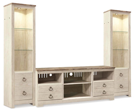 Willowton Whitewash 3-Piece Entertainment Center from Ashley - Luna Furniture