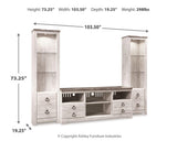 Willowton Whitewash 3-Piece Entertainment Center from Ashley Furniture - Luna Furniture
