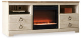 Willowton Whitewash 64" TV Stand with Electric Fireplace from Ashley Furniture - Luna Furniture