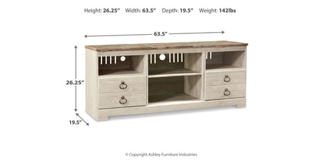 Willowton Whitewash 3-Piece Entertainment Center from Ashley - Luna Furniture