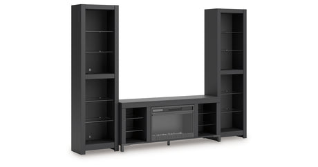 Cayberry Black 3-Piece Entertainment Center with Electric Fireplace from Ashley - Luna Furniture